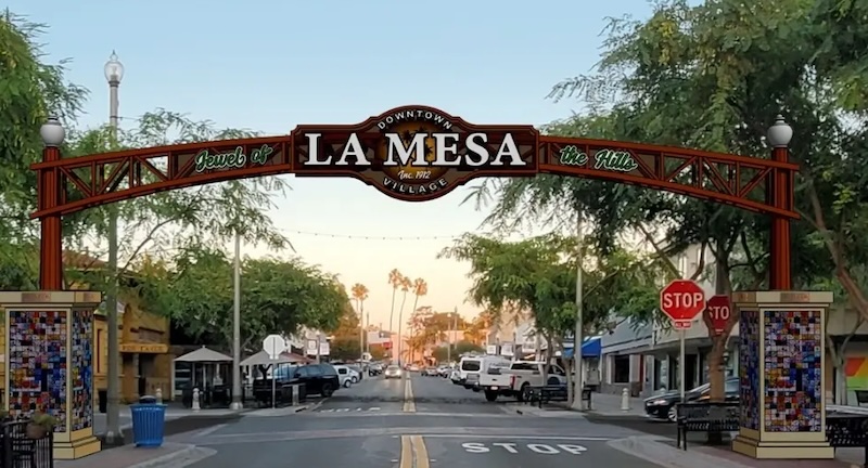 Scenic view of La Mesa, San Diego, California featuring a gate and garage door